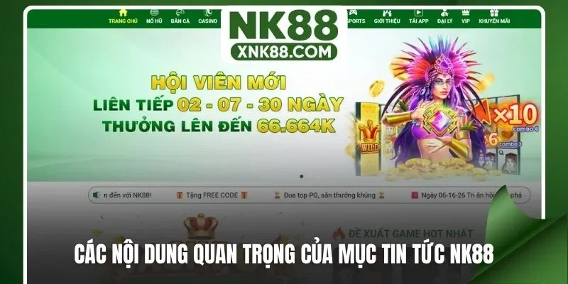 Các nội dung quan trọng của mục tin tức NK88